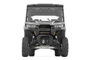 Can-Am Defender HD10 Limited Winch Plate - Rough Country - Dual Bolt Patterns, Powder Coated, 3/16” Steel - Black - '20-'23